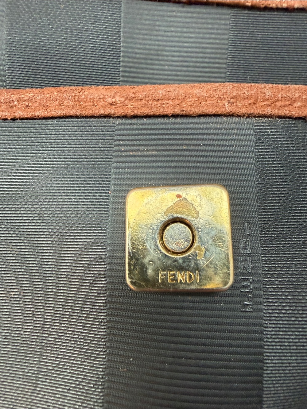 Authentic Vintage Fendi Pequin Stripe Crossbody Saddle Bag Brown Leather Italy - Picture 5 of 10